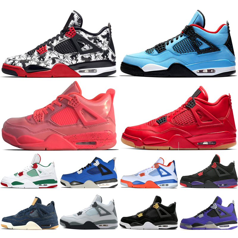 

Cheap New 4 Tattoo Singles Day Travis Scotts Cactus Jack Raptors Mens Basketball Shoes 4s White Cement Royalty men sports sneakers women, #10 kaws