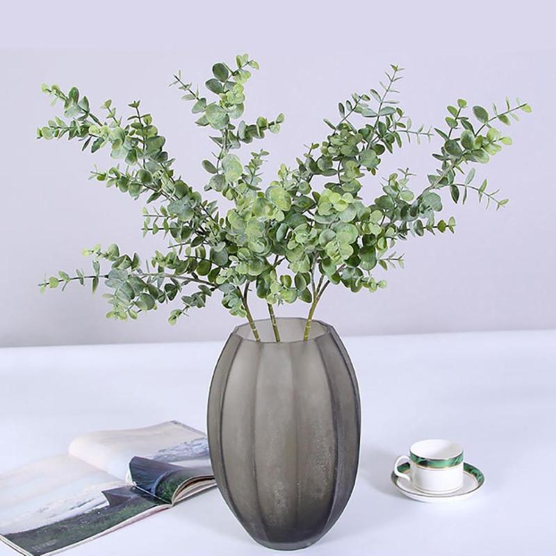 

1Pc New Artificial Eucalyptus Leaf 3 Branches Plant Fake Plants for DIY Wedding Party Home Garden Decor Hotel Decorative Flowers, Greyish purple