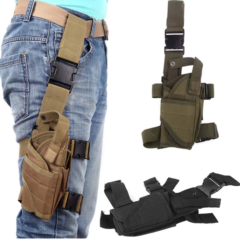 

5 Colors Adjustable Tactical Puttee Thigh Leg Shouder Pistol Gun Holster Pouch Camping Wrap-around Outdoor Hunting Accessories, Black