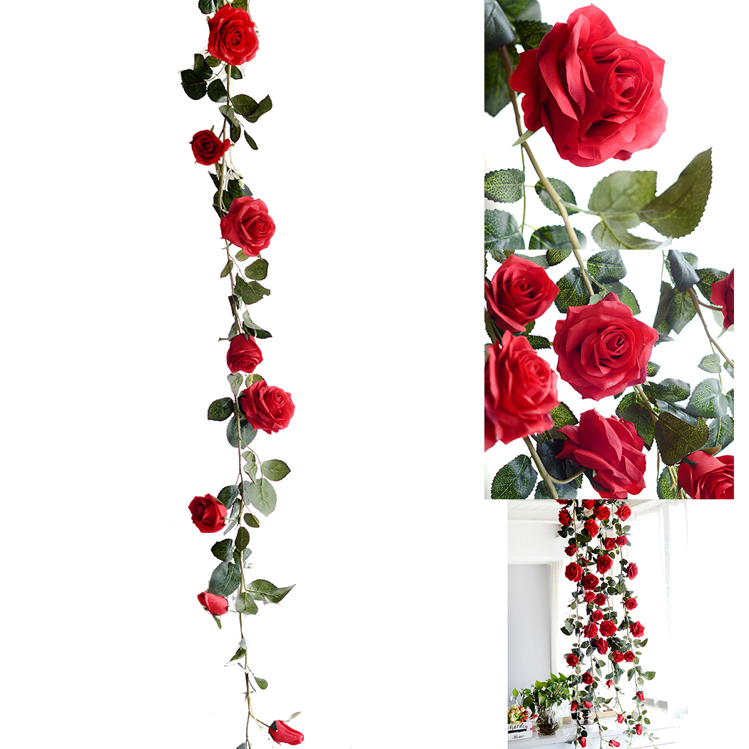 

Artificial Flower Silk Flowers Rose Leaf Garland Vine Ivy Home Wedding Flower Garden Halloween Christmas Flowers Deoration, Multi