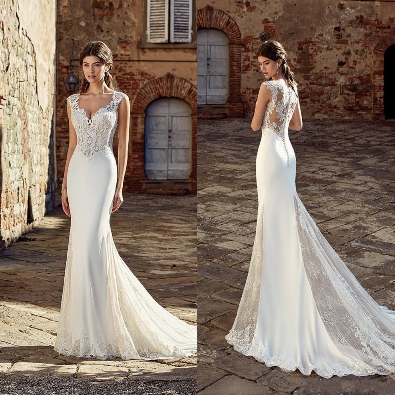 

Custom Made New 2019 Mermaid Sweetheart Wedding Dress Appliques Floor Length Bridal Gowns robe de marie, Custom made from color chart