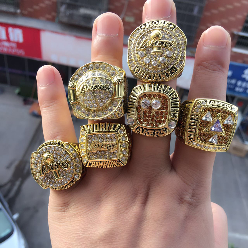 

6pcs/set 2000 2001 2002 2009 2010 2016 Los Angeles Basketball World Championship Ring Wholesale Free Shipping US SIZE 11#