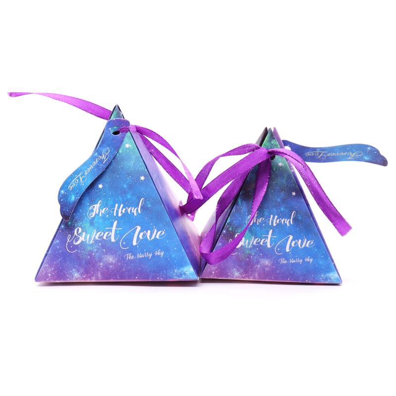 

50pcs/lot Beautiful Blue starry Candy Boxes Wedding Paper Small Gift Package for The Guest Lovely Storage Paper Box Supplies