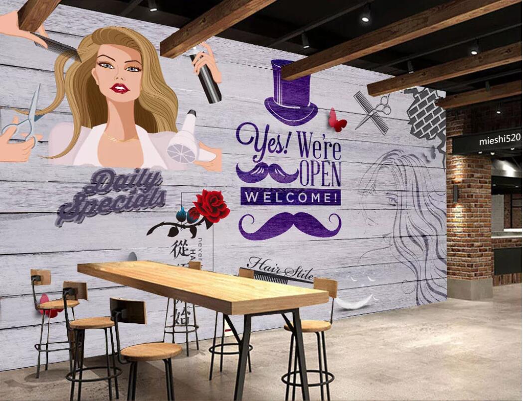 

3d wallpaper custom photo murals Background wall HD modern fashion barber shop tooling wall home decor wall art pictures, Non-woven fabric