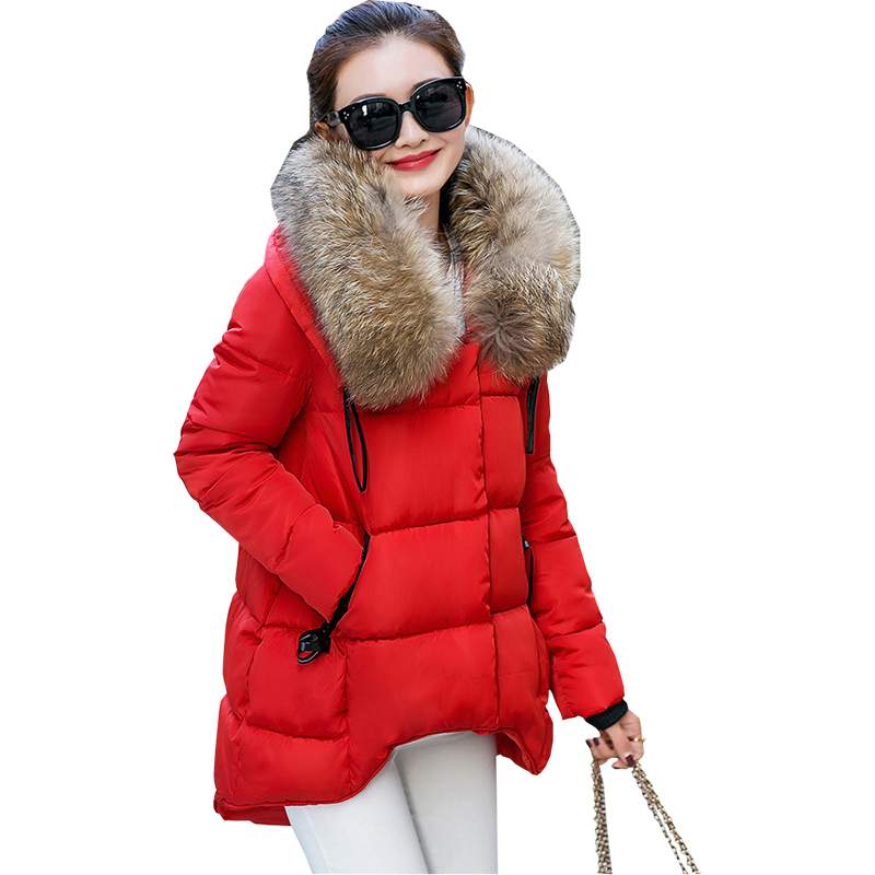 

womens winter jackets and coats 2019 warm coat padded Girls long thick fur collar jacket large size women vestidos YL209, Black