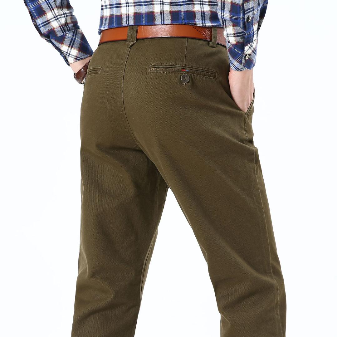 

ICPANS Mens Casual Pants Cotton Straight Regular Fit Pantalon Homme Classique Khaki Black Male Pants Trouser Big Size 40 42 2019, 8m32 army green