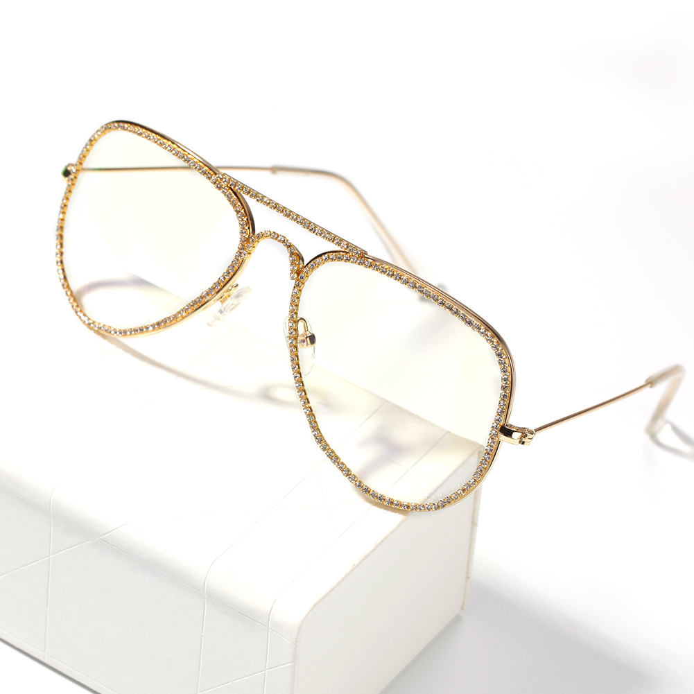 

Hip Hop CZ Stone Paved Bling Iced Out 18K Gold Glasses for Men Women Jewelry