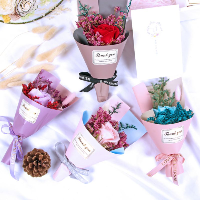 

Single Rose Bouquet Mini Bouquet Handmade Valentine's Day Christmas New Year Gift Birthday Gift Artificial Flower Decoration, 1 pink carnation