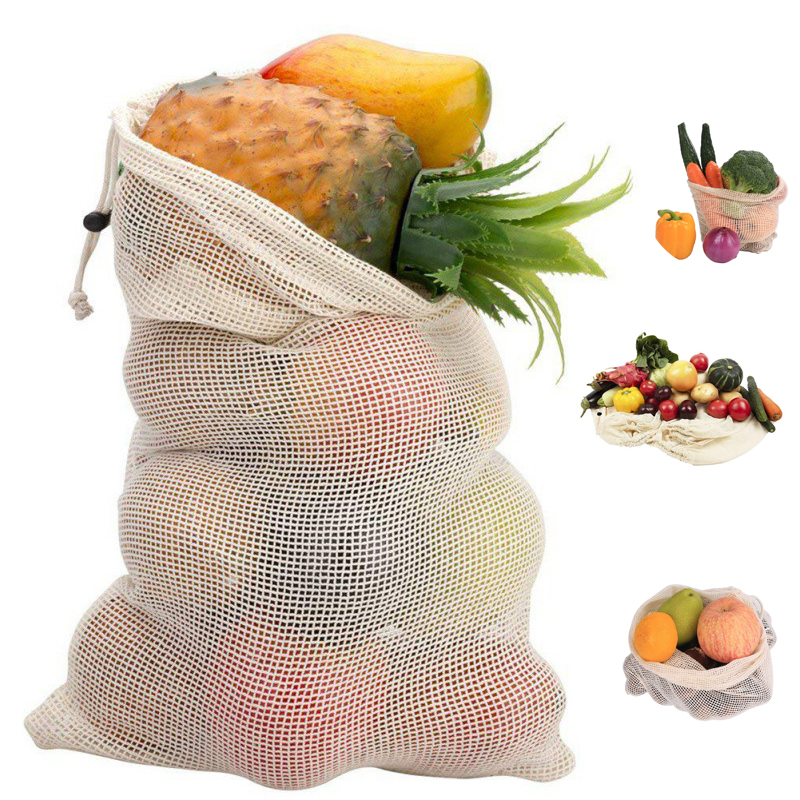 

Reusable Storage Bags For Home Kitchen Fruit Vegetable Storage Mesh Bags With Drawstring Washable Organizer Bags Baskets