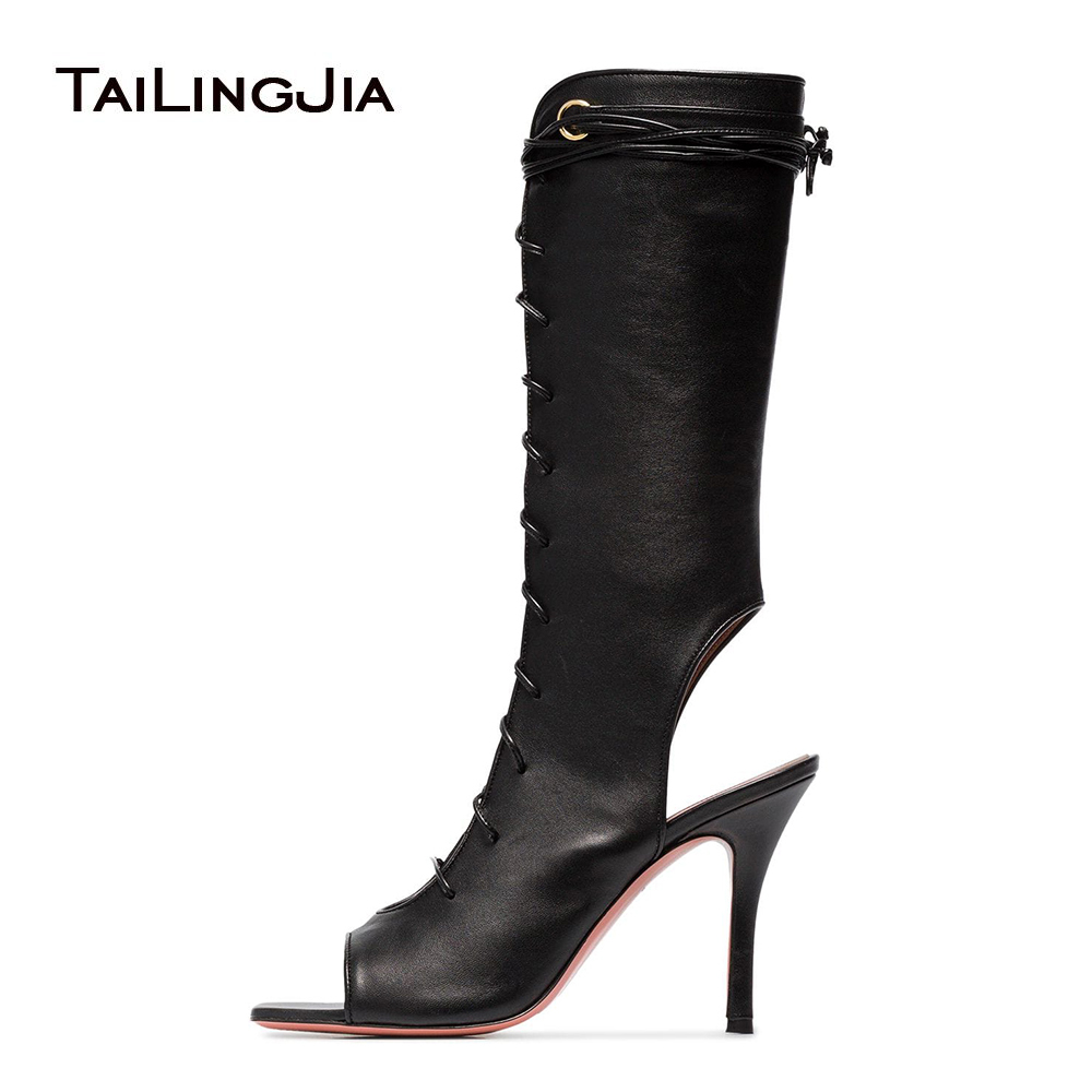 black open toe boots