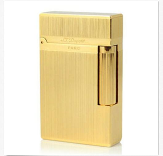 

S.T Ligne 2 Lighter Classic Brushed Metal Ping Sound Flame Lighter Gold