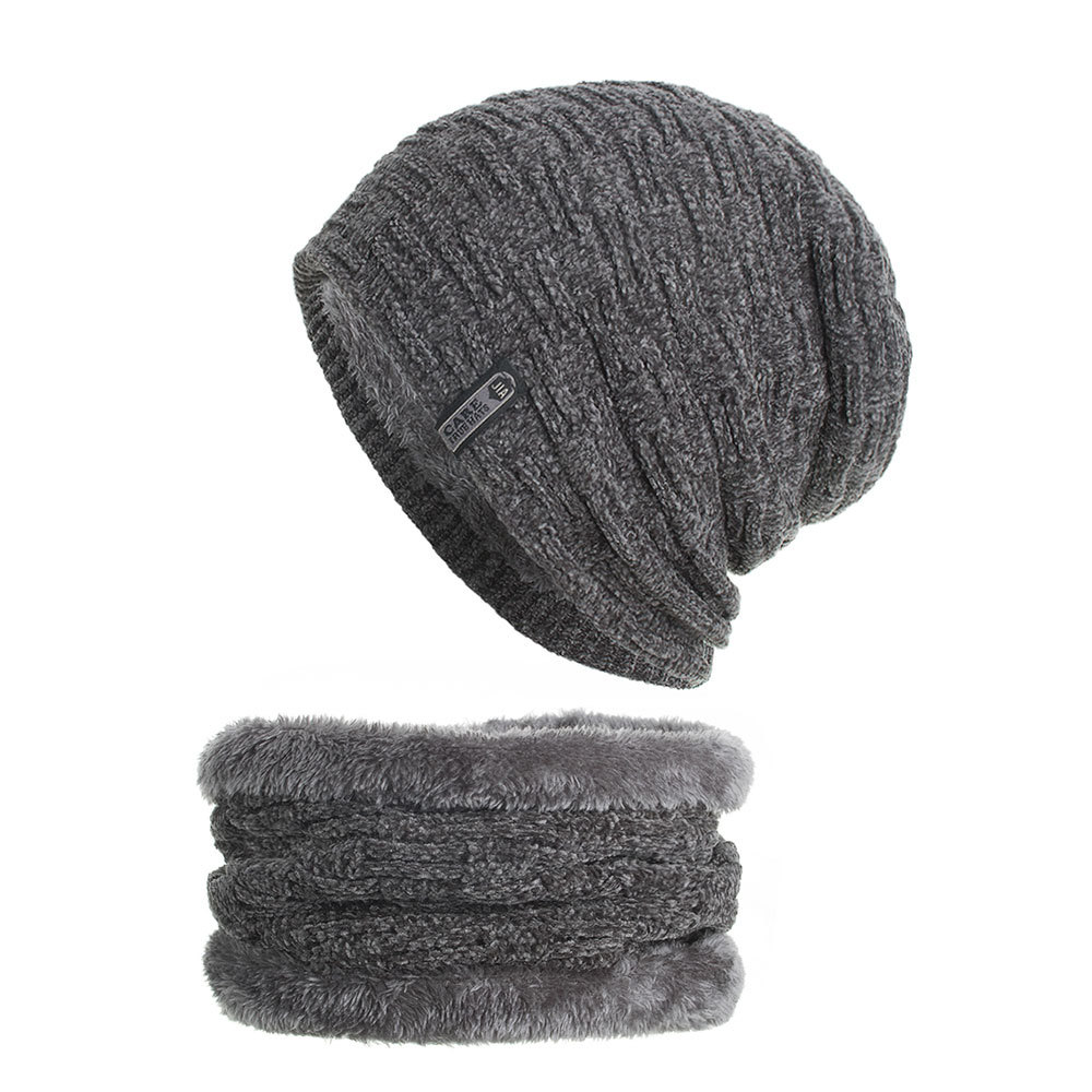 

Wholesale Custom Design High Quality Winter Autumn Thicken Caps Men Soft Warm Hat Scarf Set With Cloth Logo, Navy