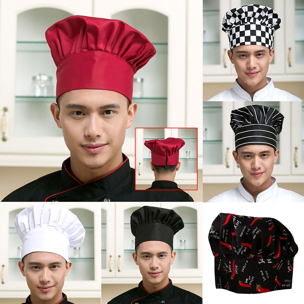 

Elastic Men'S Chef Hat Cooking Cap Convenient Adjustable Accessories Kitchen Business Catering 6 Pattern Durable Comfortable