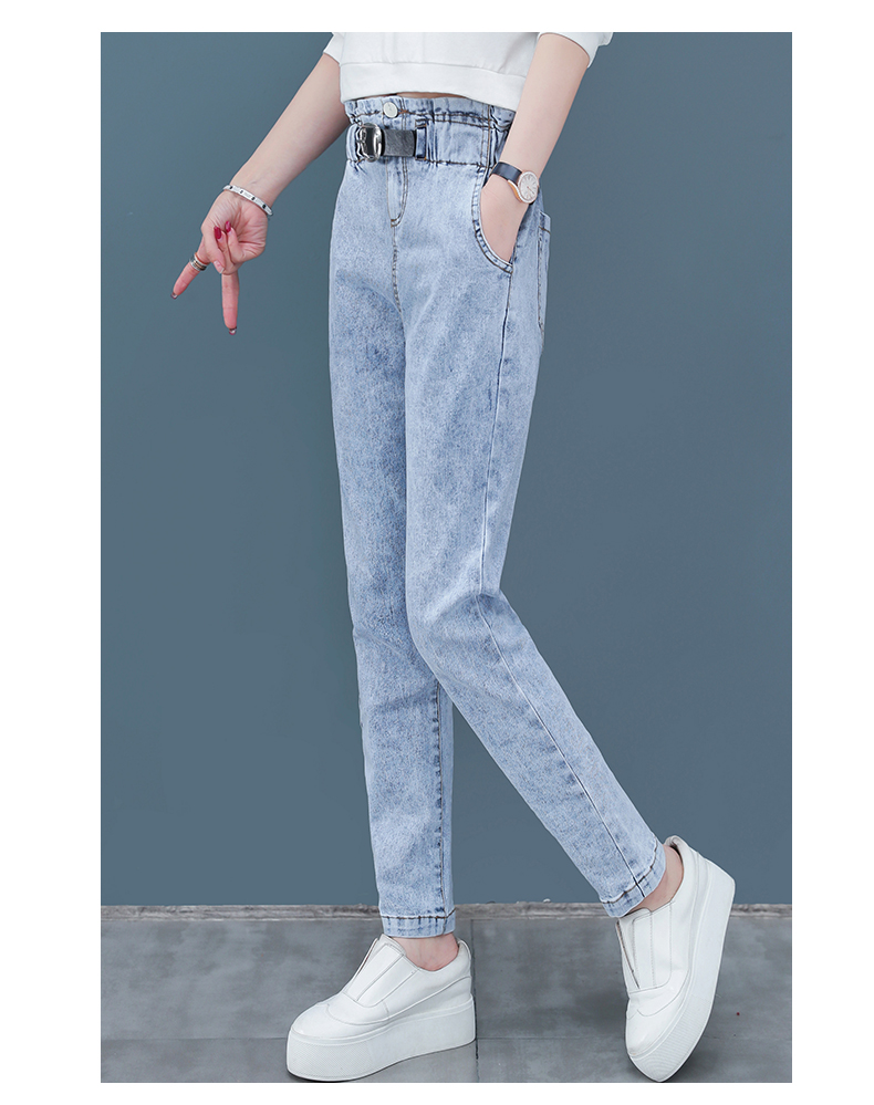 

Light Blue Nine Points Fitted Pants Tight Bound Feet