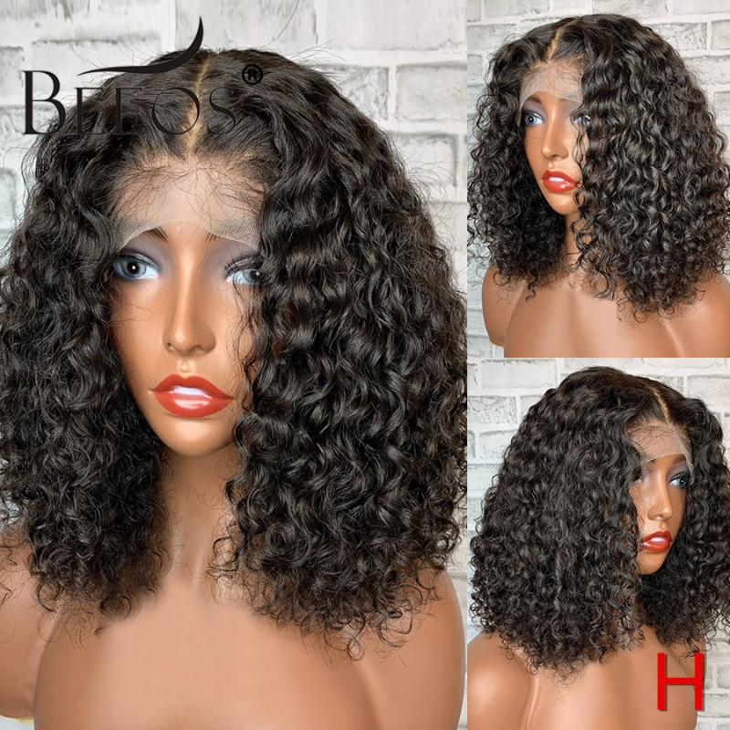 

Beeos 150% Closure Short Curly Bob Wigs With 4*4 Silk Base Brazilian Remy Human Hair Wigs 4×4 Lace Wig Pre Plucked, As pic