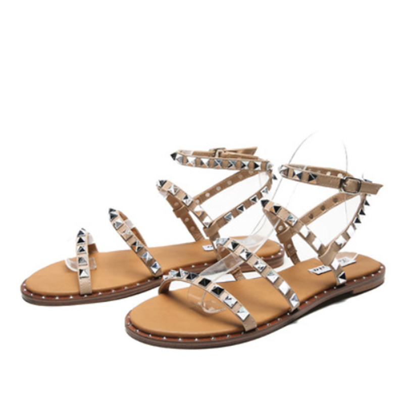

Siddons 2020 New Arrival Women Flats Sandals Rivets Studs Ladies Summer Punk Shoes Buckle Strap Female Gladiator Sandals, Pictures color