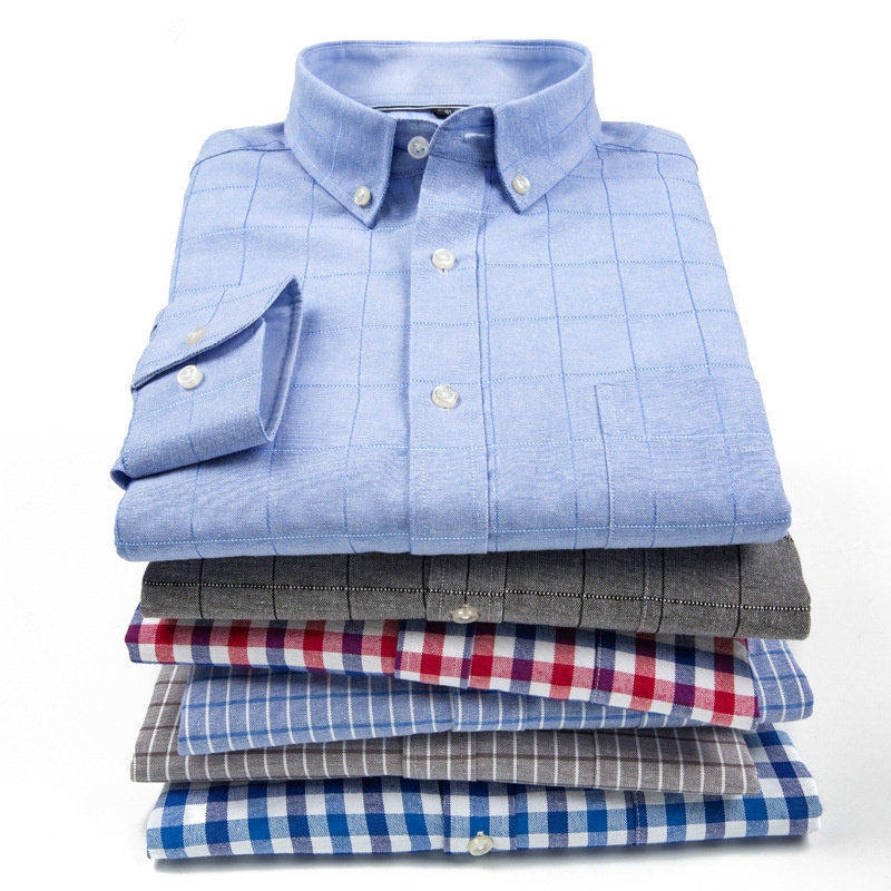 

AILOOGE Business Men Dress Shirt Long Sleeve Solid Mens Work Shirts Fashion Square Collar Casual Male Tops, Blue 1926-15