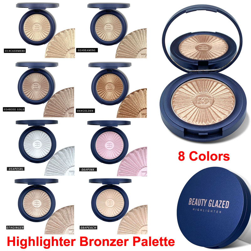 

Makeup Beauty Glazed Bronzer Highlighter Powder Face Contour Glow Blusher Eyeshadow Palette Skin Brighten Illuminator Powder with Mirror, Pls choose