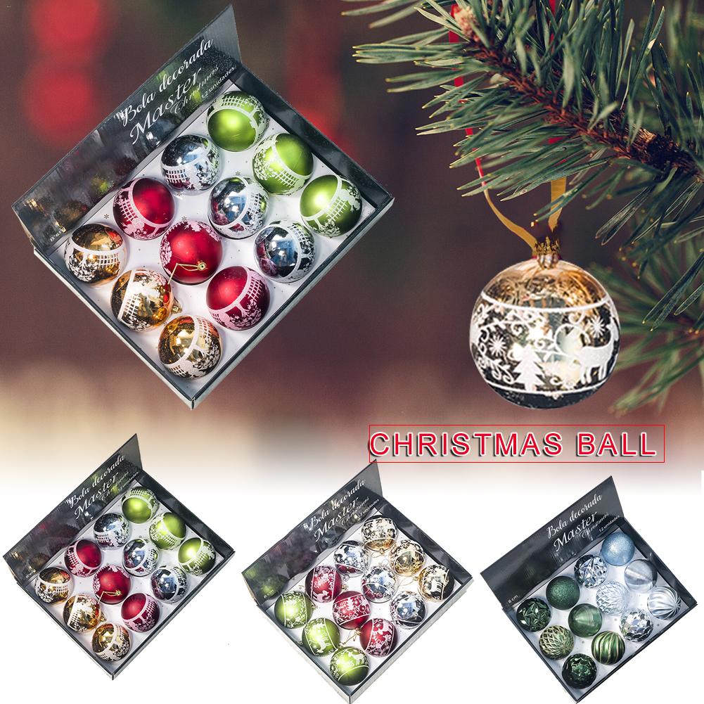 

12PCS 8CM Colorful Christmas Ball Print Christmas Tree Pendant Funny Balls Ornaments Decoration Supplies