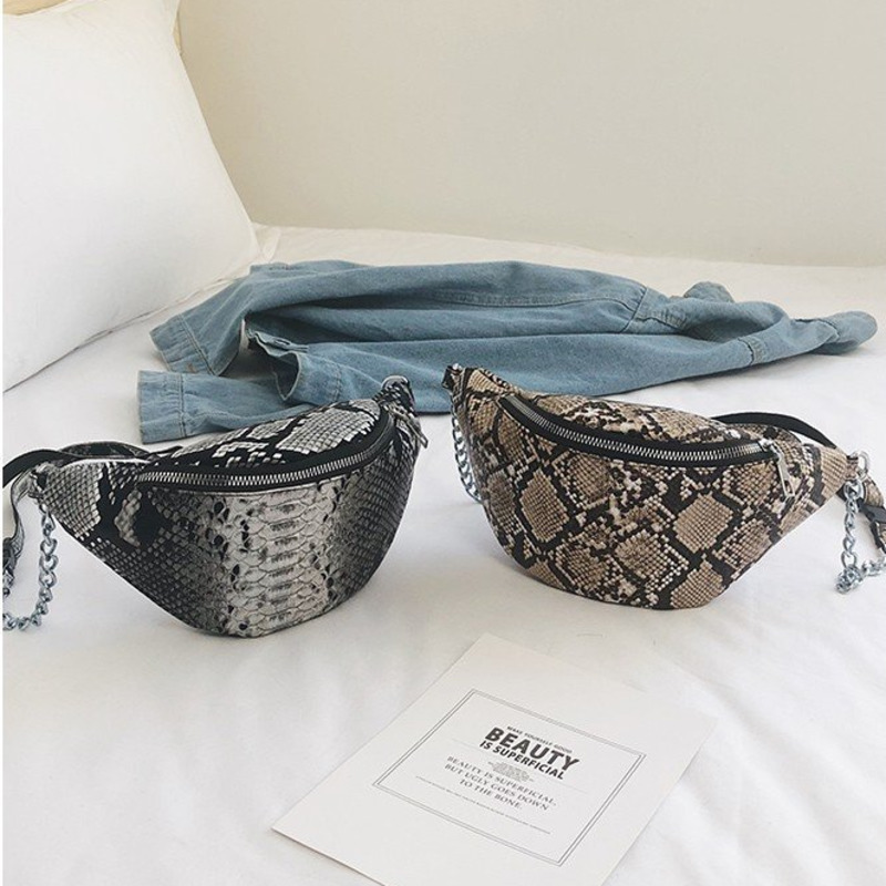 

Tiktok Small Flap Bags For Women 2020 Summer New Snake Pattern Shoulder Diagonal Pu Leather Retro Clutch Chest Bag Waist Bag, Brown