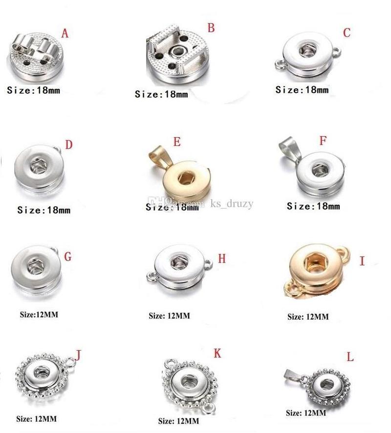

9 STYLES Noosa Silver Gold Snap Button Charms Pendant for Necklace Bracelets DIY Interchangeable Ginger Snap Jewelry Accessory Findings