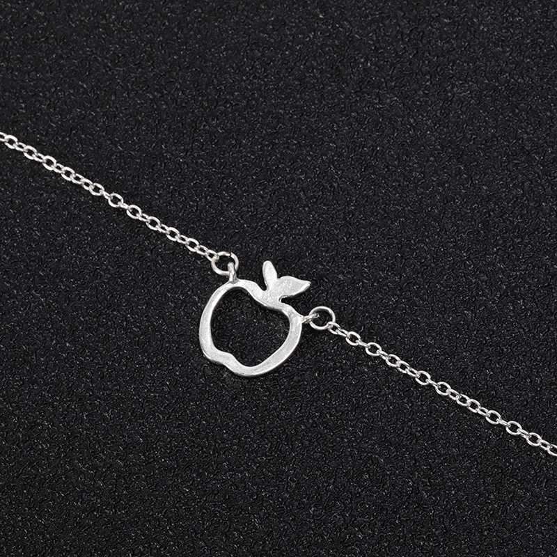 Hollow Outline Funny Geometric Fruit Apple Charm Chain Bracelets for School Mentor Teacher Women Graduation Gifts-image-532601455