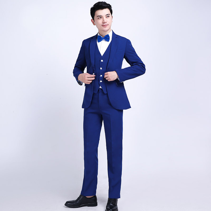 

Wedding groom groomsman dress men' fashion slim suit three-piece suit (jacket + pants + vest) men' business casual formal suit, Gray