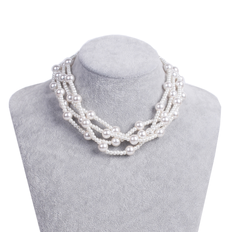

Chokers HOWAWAY Round Imitation Pearl Choker Necklace Multi Strands 20s Flapper Diy Handmade Bead Themed Party