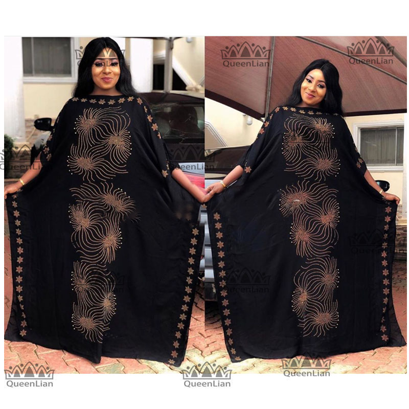 

Fress Size Long Dress African Oversize Diamond Chiffon Dress Dashiki For Lady(zuan