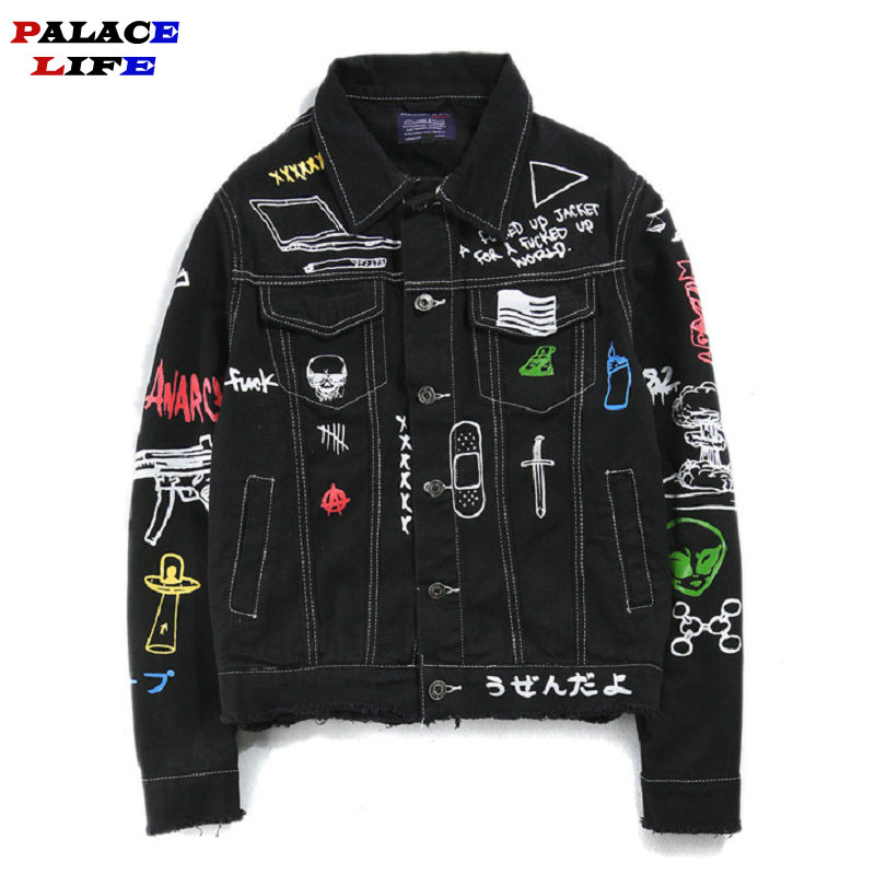 New 2020 Hip Hop Fashion Printed Jeans Jacket Men Autumn Winter Streetwear Denim Jackets Coats Cowboy Jacket Jaqueta masculina