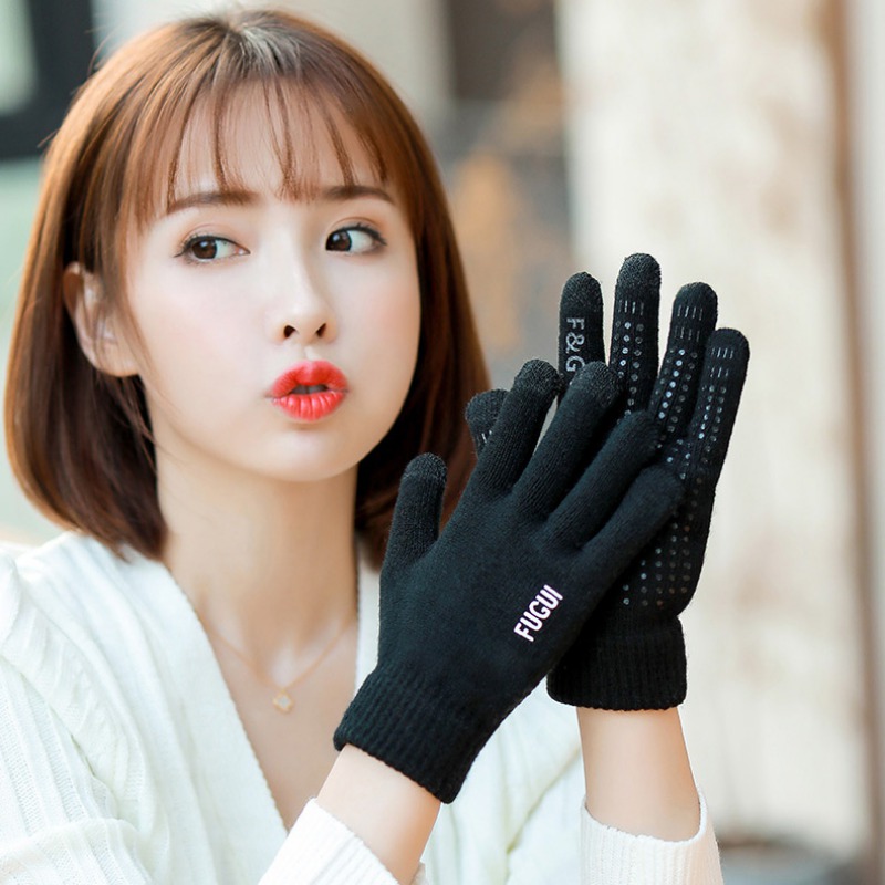 Wild-lOVE Men Knitted Gloves Touch Screen Male Thicken Warm Wool Cashmere Solid Gloves for Men,Purple-Pink,One Size