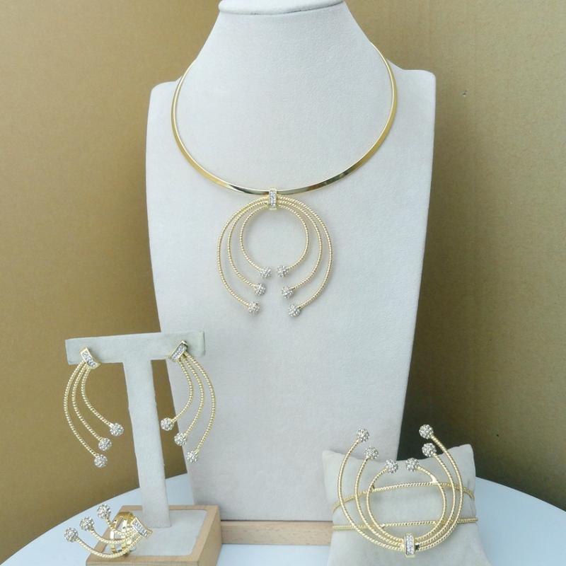 

Yuminglai Dubai Gold Jewelry Sets Imitation Jewelry for Women FHK8223, As pic