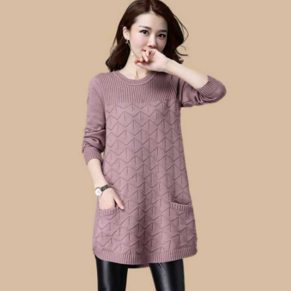 

2020 new Korean women' autumn long long-sleeved sweater tops women winter loose bottoming shirt O-neck pullover sweaters AQ768, Gray