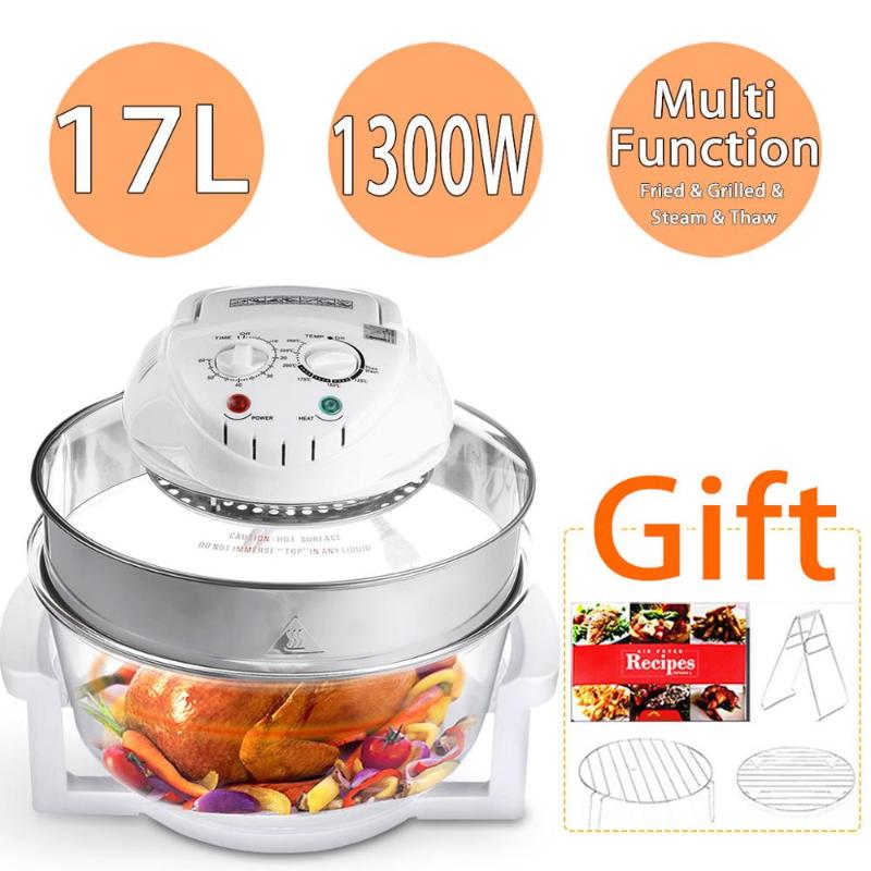 

17L Convectional Infrared Oven Roaster Air Fryer 1300W 110V-240V Turbo Electric Cooker with Recipe Multifunction Grill Bake