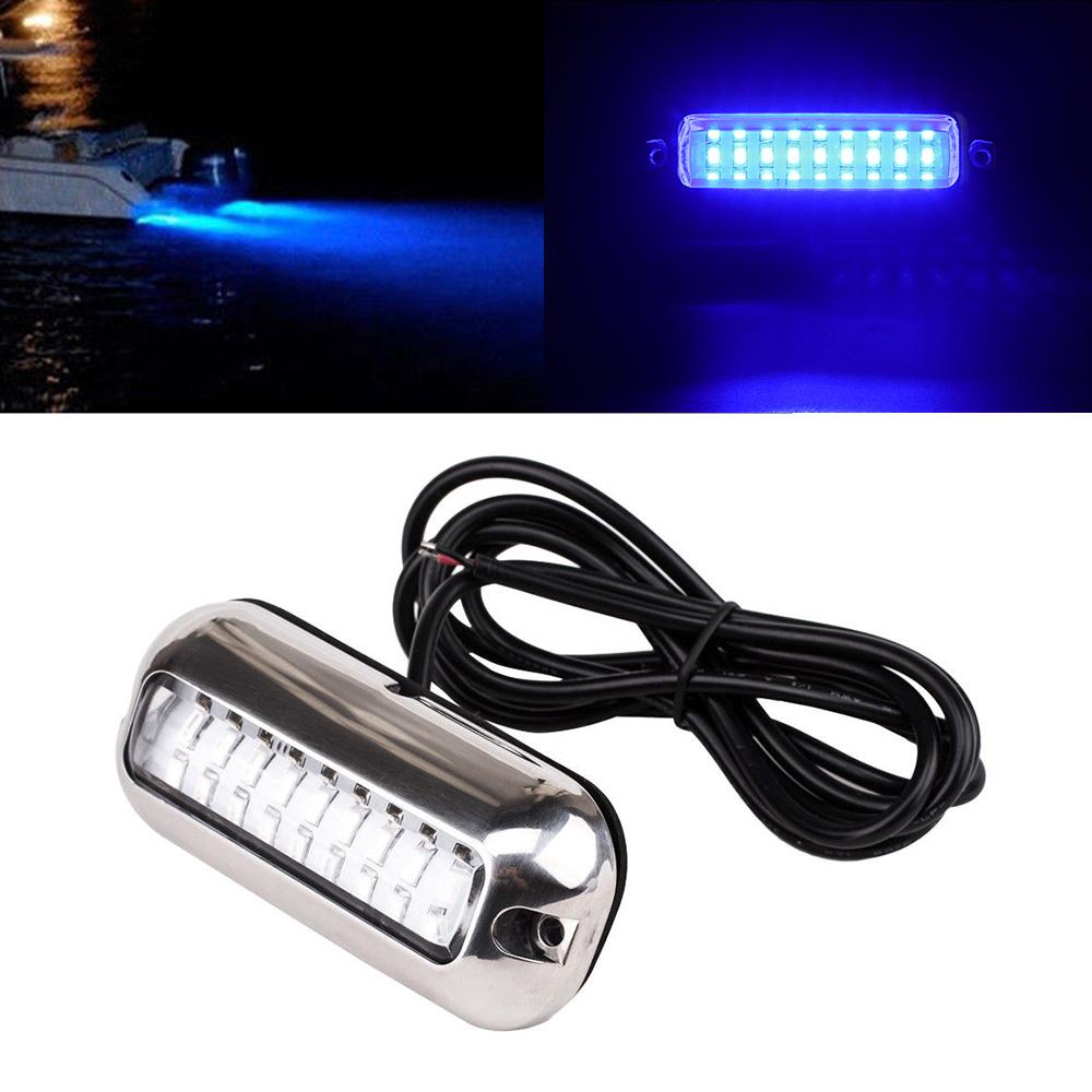 

1pc Universal red/green/blue27 LED Marine Stainless Steel Under Water Pontoon Waterproof Boat Transom Light IP68