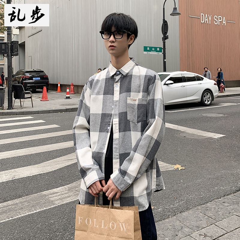 

Thicken Loose Plaid Men Shirt Button White Casual Long Sleeve Shirt Men Camisa Social Korean Large Size Mens Clothing BB60NCS