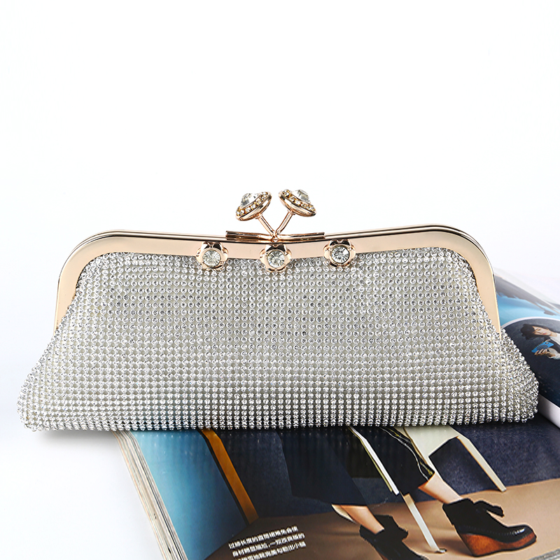 Wholesale retail new style handmade crystal evening bag high grade clutch with satin for wedding banquet party prom factory direct