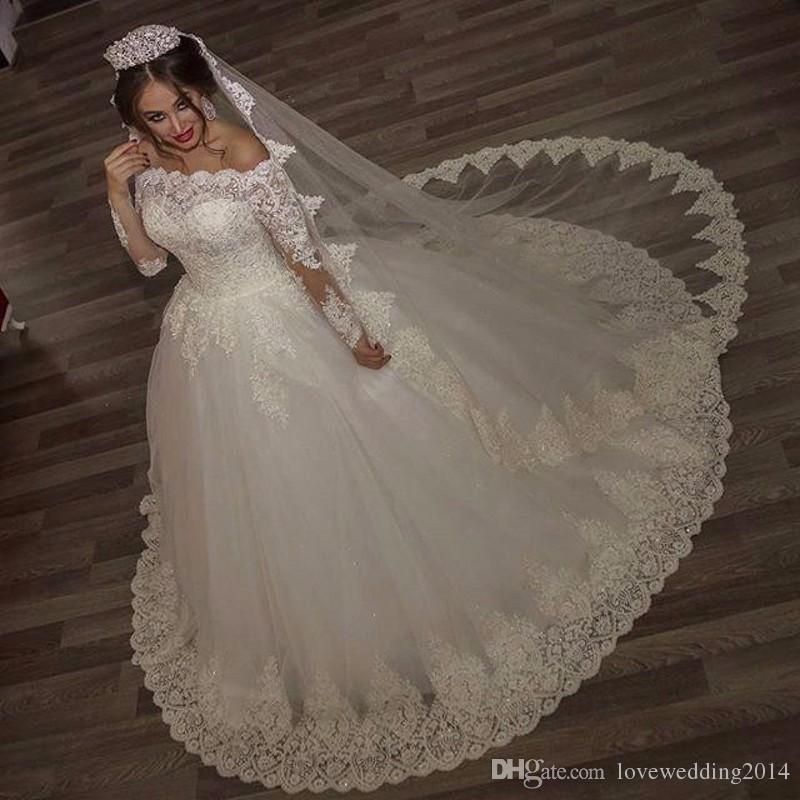 Elegant Lace Ball Gown Wedding Dresses 2019 Robe De Mariee Long