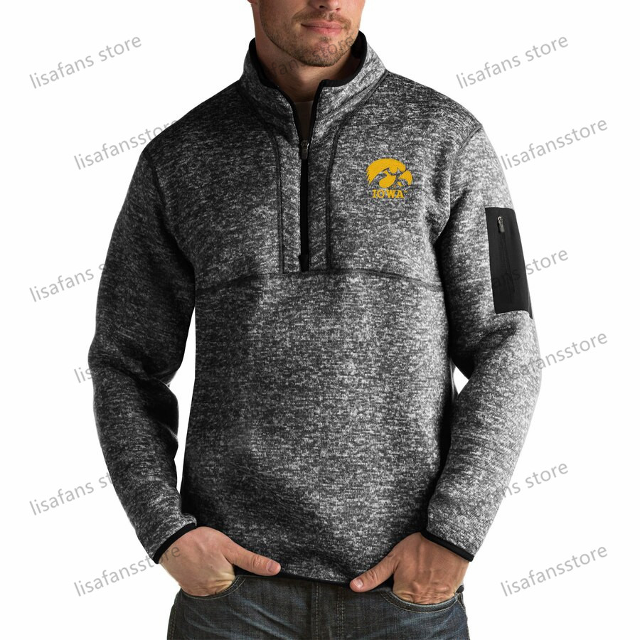 

Iowa Hawkeyes Pullover Sweatshirts Mens Fortune Big & Tall Quarter-Zip Pullover Jackets Stitched College Football Sports Hoodies, As shows