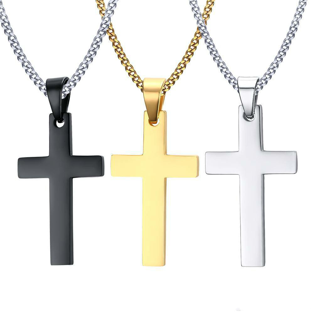 

Mens Stainless Steel Cross Pendant Necklaces Men s Religion Faith crucifix Charm Titanium steel chain For women Fashion Jewelry Gift GB1439