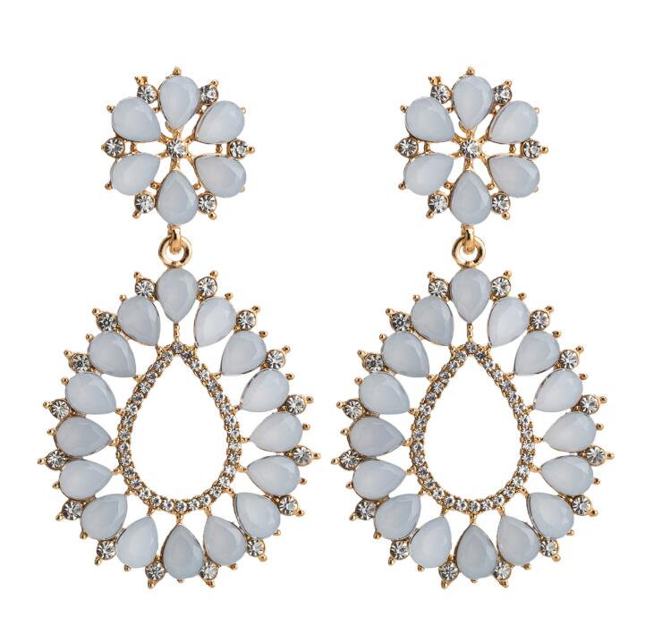 

Fashion- hot sale earrings design luxury style glass stone paved dangle earrings Bling Crystal Drop Earrings For Women