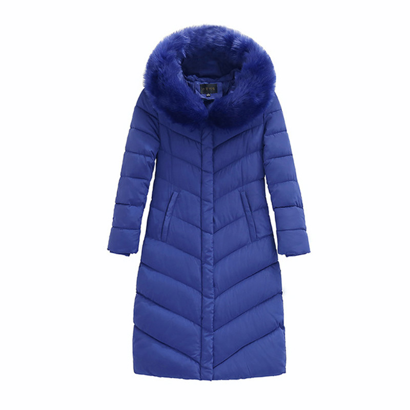 

Women's winter cotton clothes New fashion casual long slim down jacket Thicken over coat hooded polyester down coat, Black