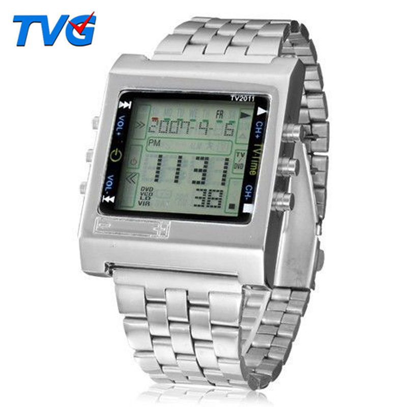

TVG New Rectangle Remote Control Digital Sport watch Alarm TV DVD remote Men Ladies Stainless Steel Wristwatch Fashion casual LY191213, Ro se