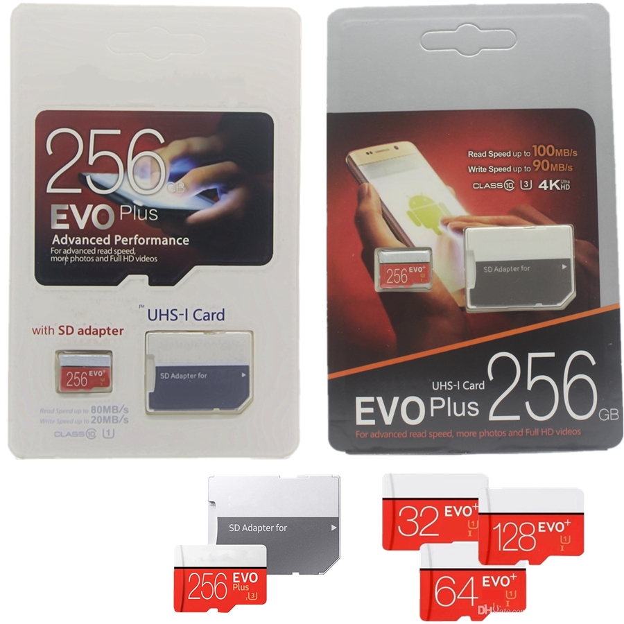 

2020 NEW top Selling 256GB 128GB 64GB 32GB EVO PLUS 100MB/s UHS-I Class10 Mobile Memory Card 95mbps DHL