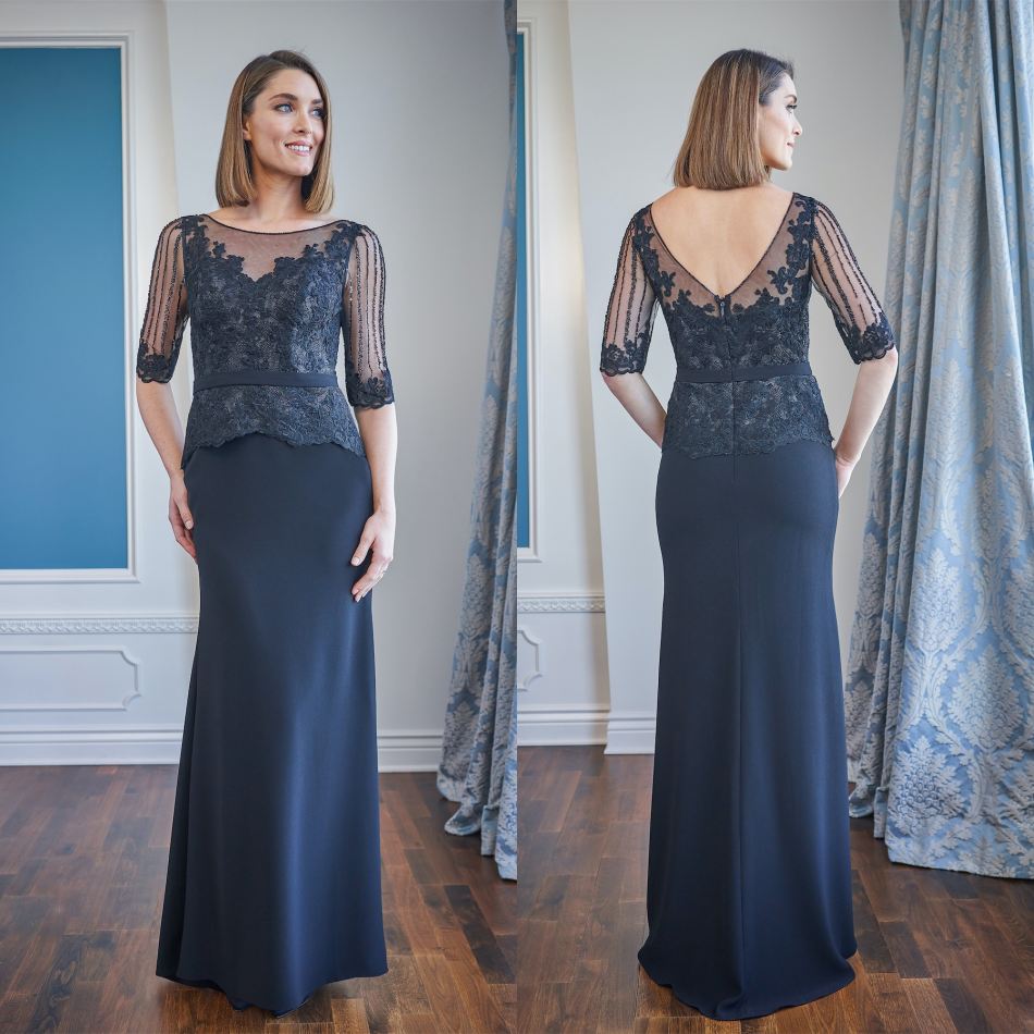 

Jasmine Summer Mother of the Bride Dresses 2021 Half Sleeves Lace Sequins Chiffon Evening Gowns Floor Length Mermaid Wedding Guest Dress
