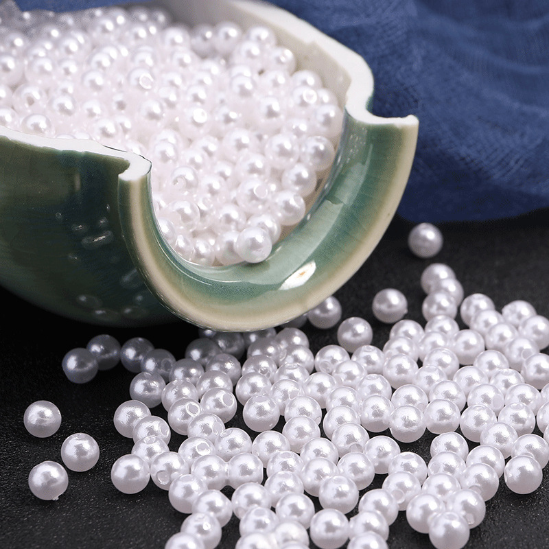 

White Perforated Imitation Pearl Wholesale, Diameter 8mm White