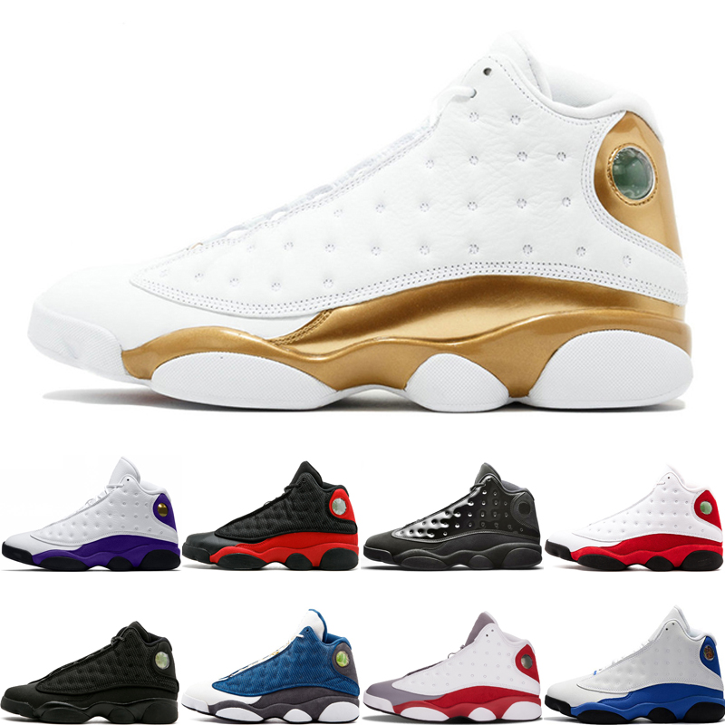 

High Quality 13 13s basketball shoes DMP Lakers Rivals cap and gown Chicago Grey toe Designer Mens Sport Sneakers size 7-13, Mtlc gold