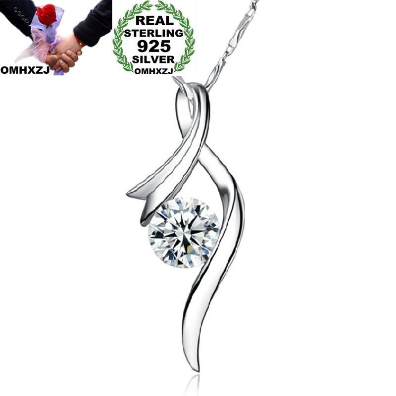 

OMHXZJ Wholesale Personality Fashion Woman Girl Gift Vintage White Amethyst Zircon 925 Sterling Silver Pendant Charm CH26