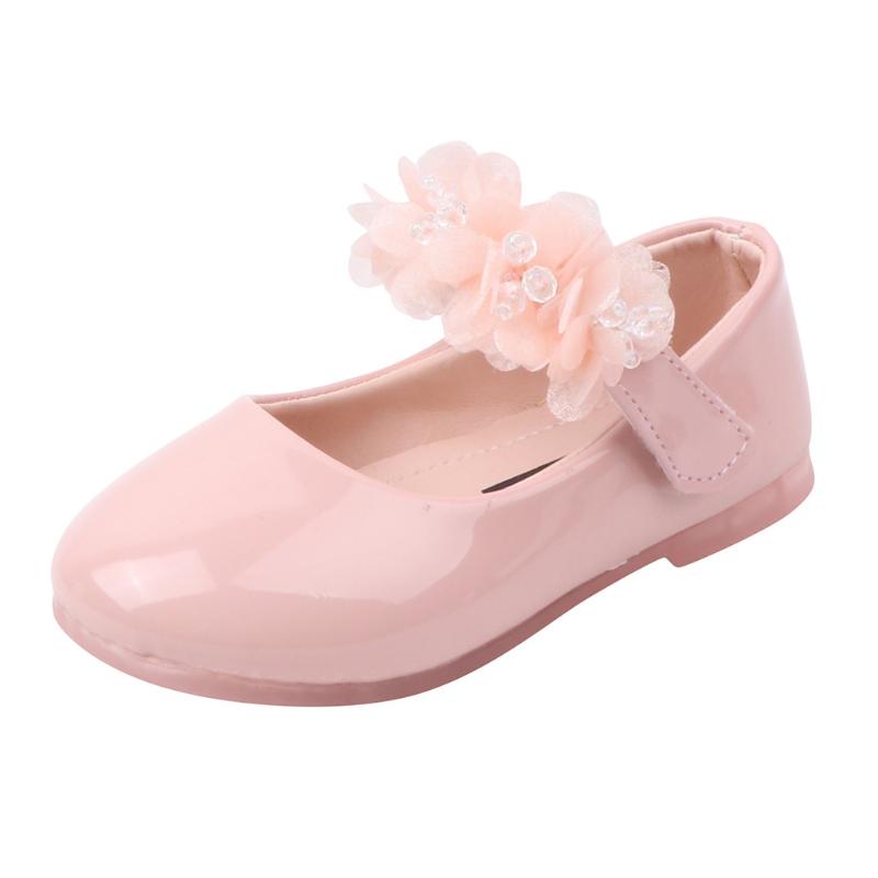 

Children Shoes Kids Leather Shoes PU Patent Leather Floral Mary Janes Princess Sweet Toddlers Baby Girl Kids Flats Wedding Party, Beige