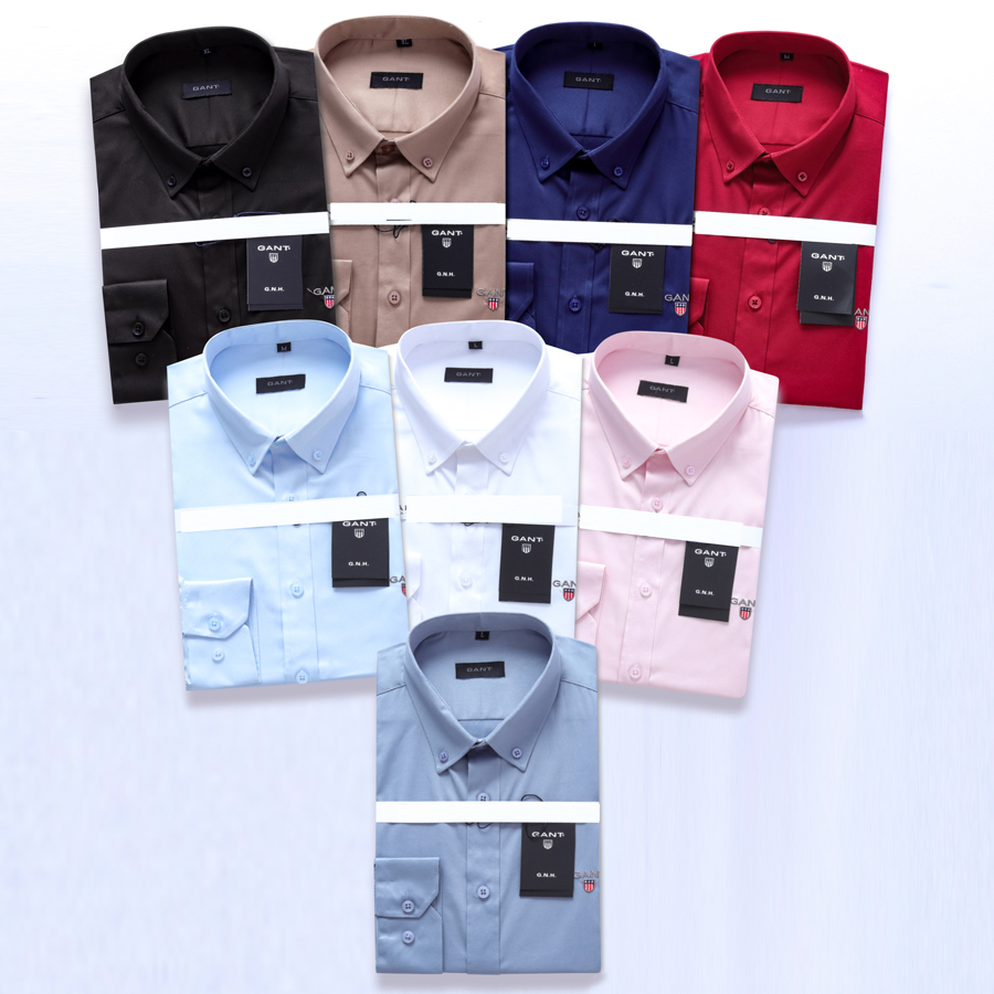 

Elastic shirt men T shirt Collar Dress Fashion Long Sleeve Premium 100% Cotton Shirting Men's brand Shirt, Color